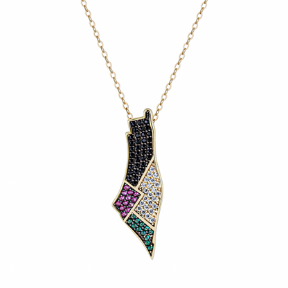 Sunset Pave Palestine Necklace (925)