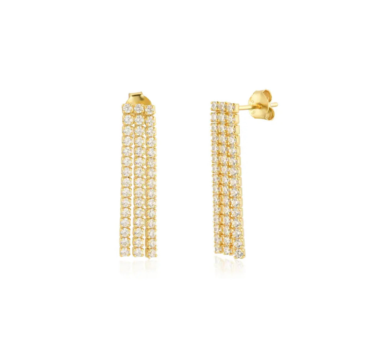 Gold Tassle Tennis Earrings