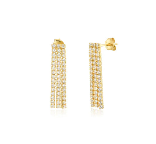 Gold Tassle Tennis Earrings
