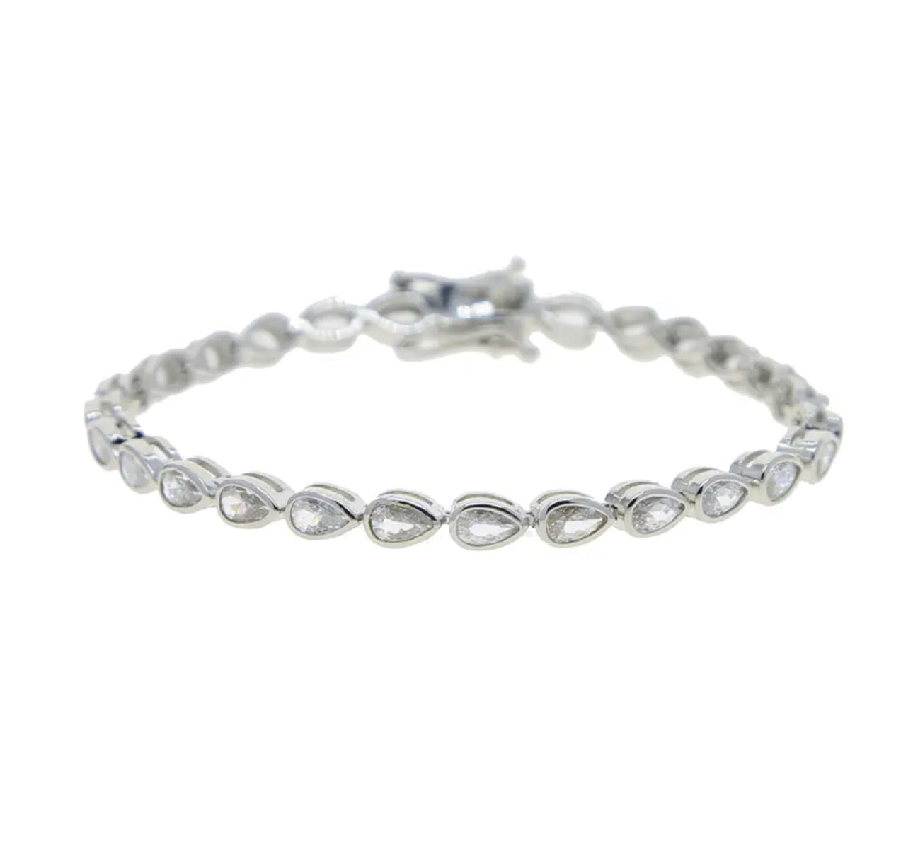 Silver Bezel Pear Tennis Bracelet