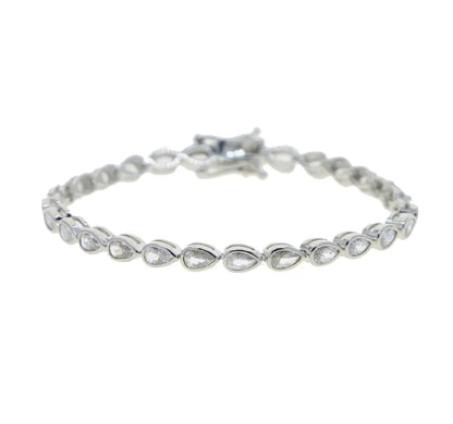 Silver Bezel Pear Tennis Bracelet