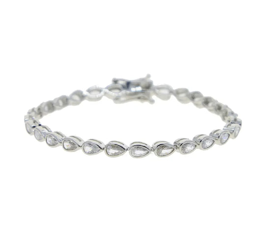 Silver Bezel Pear Tennis Bracelet