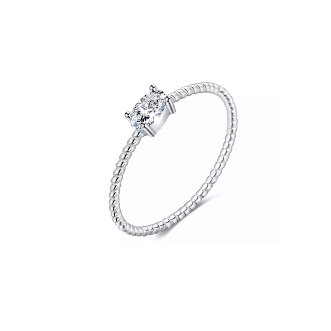 Silver Oval Twisted Stack Ring