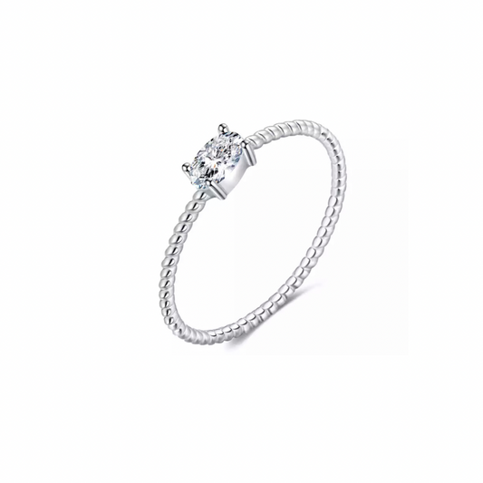 Silver Oval Twisted Stack Ring