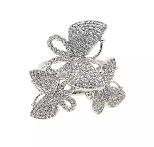 Triple Pave Butterfly Ring