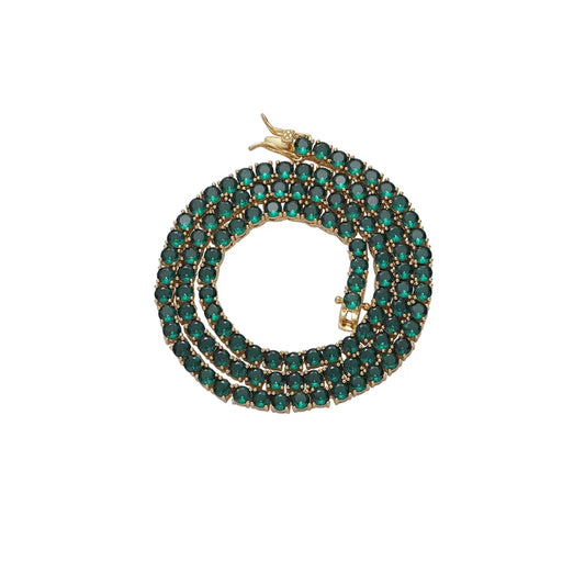 Green & Gold Tennis Necklace