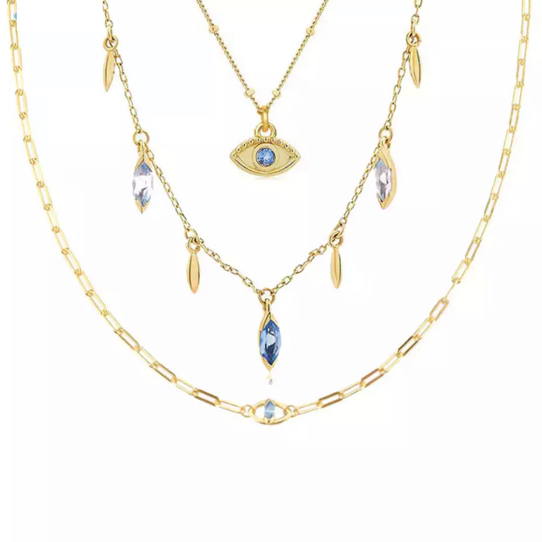 Antiqua Evil Eye Necklace Set (925, Vermeil)