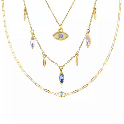 Antiqua Evil Eye Necklace Set (925, Vermeil)