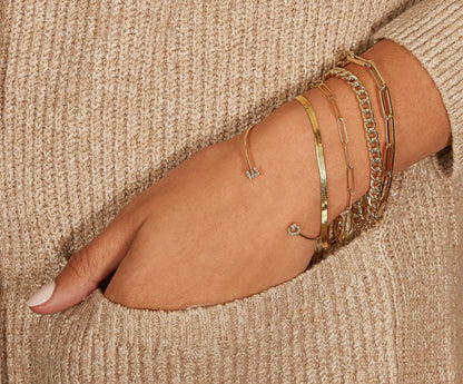 Ladies/Girls Gold Personalised Initial Cuff (54-56mm)