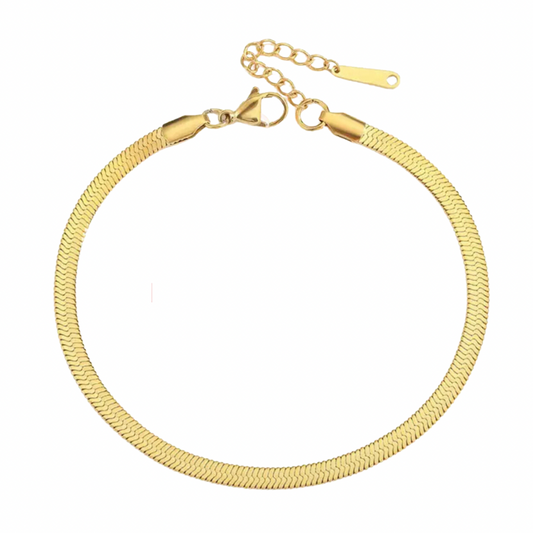 Gold 3mm Herringbone Anklet