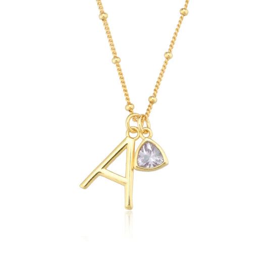 Birthstone  Initial Necklace (925)