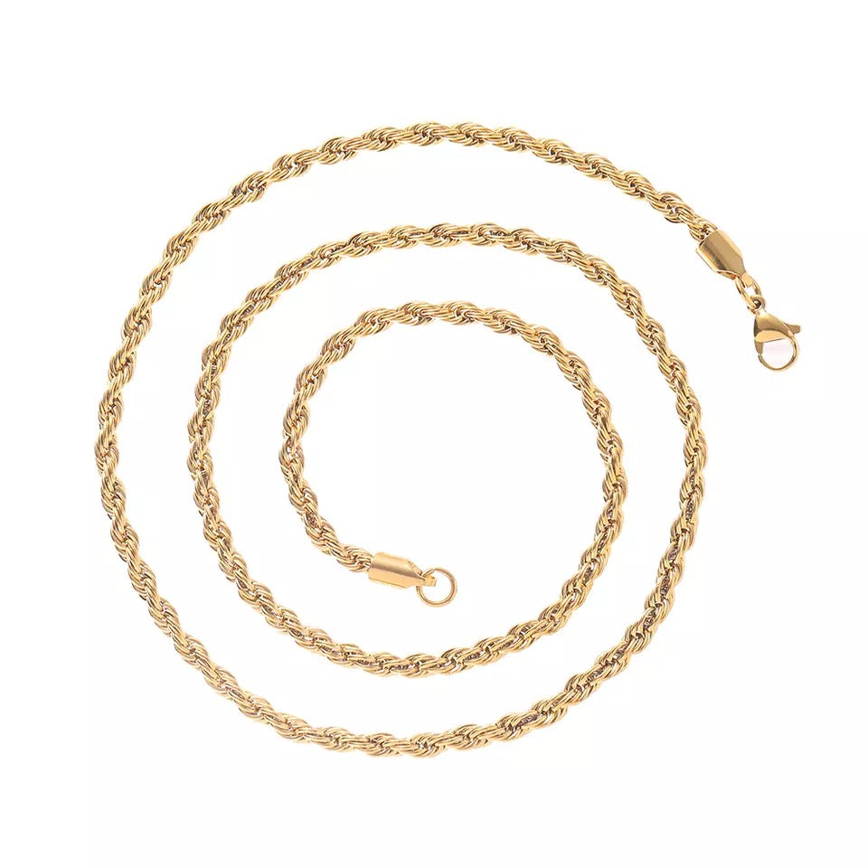 4mm Gold Rope Necklace (45cm)