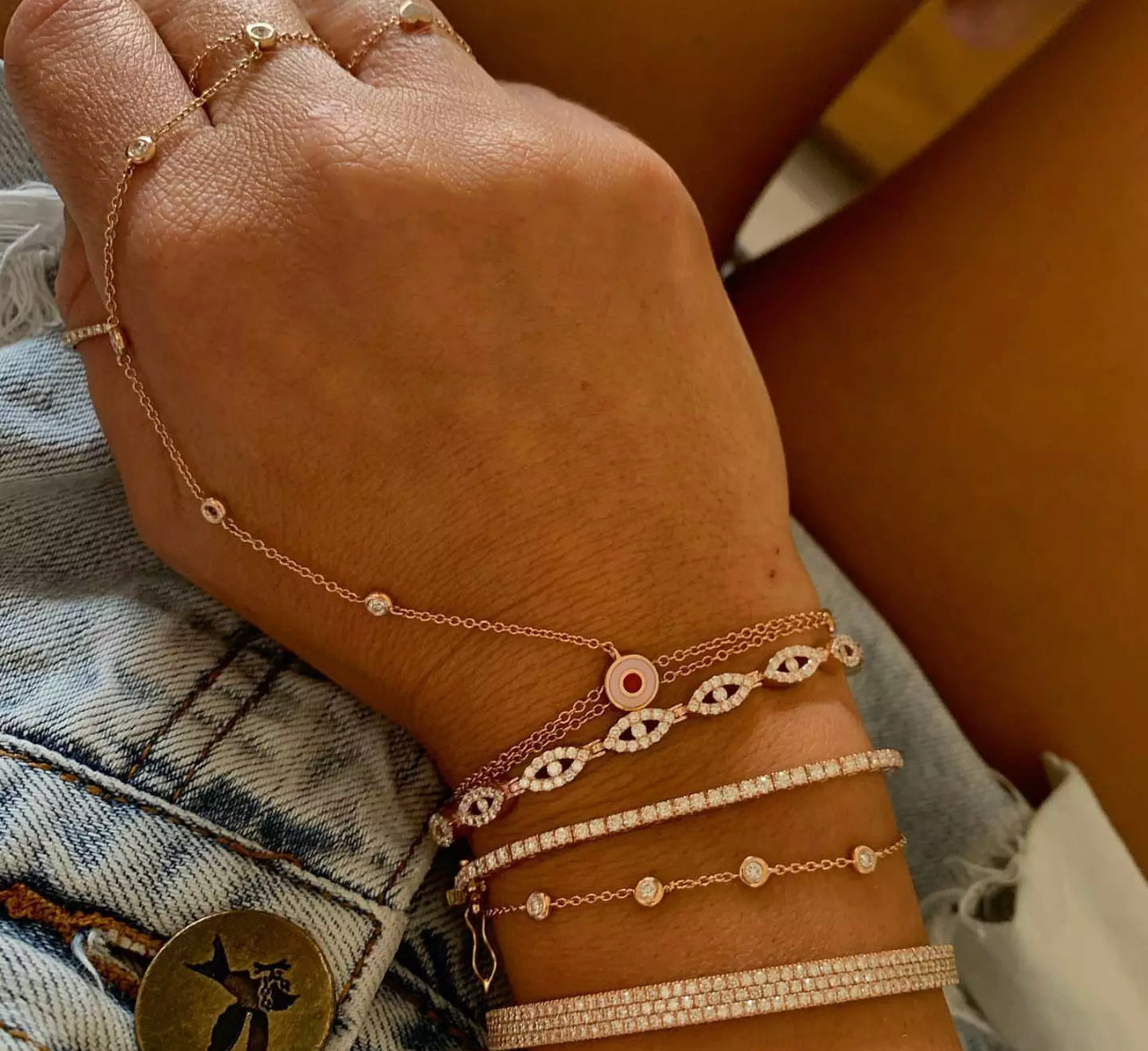 Rose Gold Glam Evil Eye Pave Bracelet