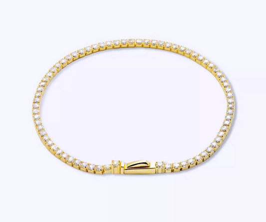 Gold Locker Tennis Bracelet (2mm)