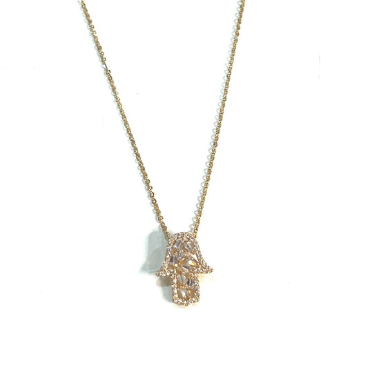 Luxe Baguette Hamsa Hand Necklace