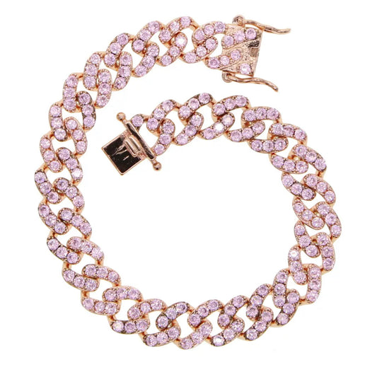Rose Gold & Pink Cuban Bracelet