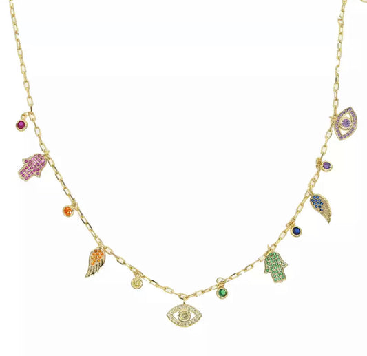 Gold Bohemian Charm Necklace