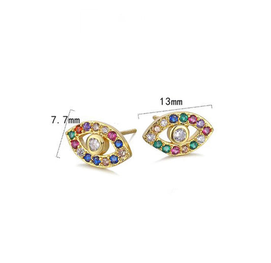 Rainbow Evil Eye Earring