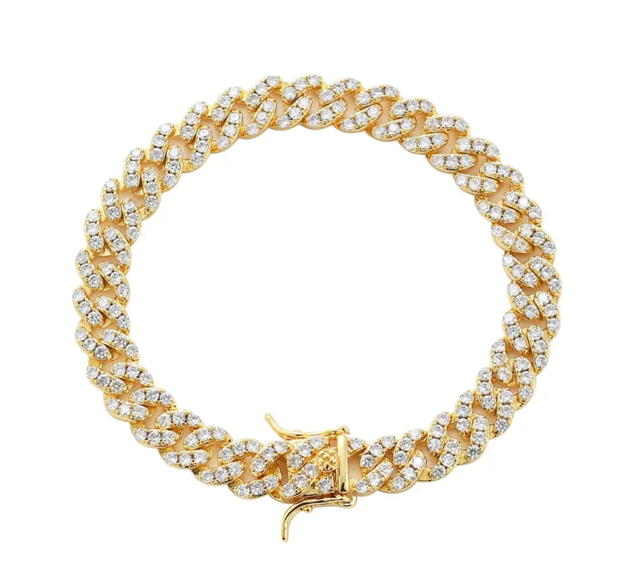 Gold Cuban Link Pave Bracelet
