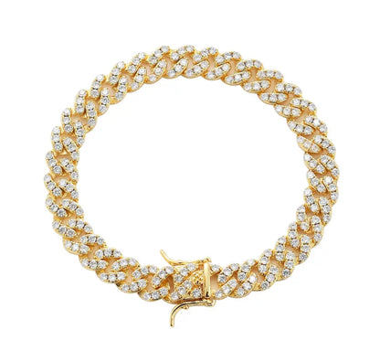 Gold Cuban Link Pave Bracelet