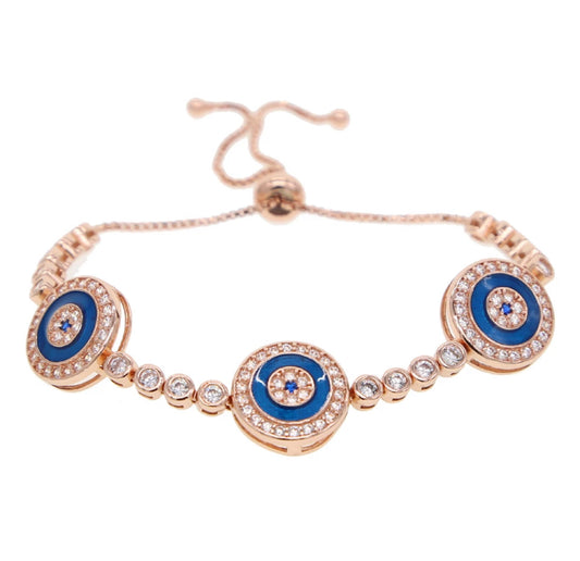 Rose Turq Evil Eye Bracelet