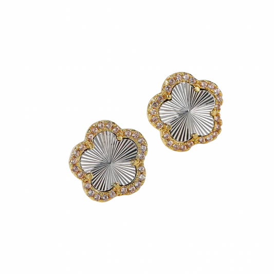Gold & Silver Clover Emirati Pave Earring