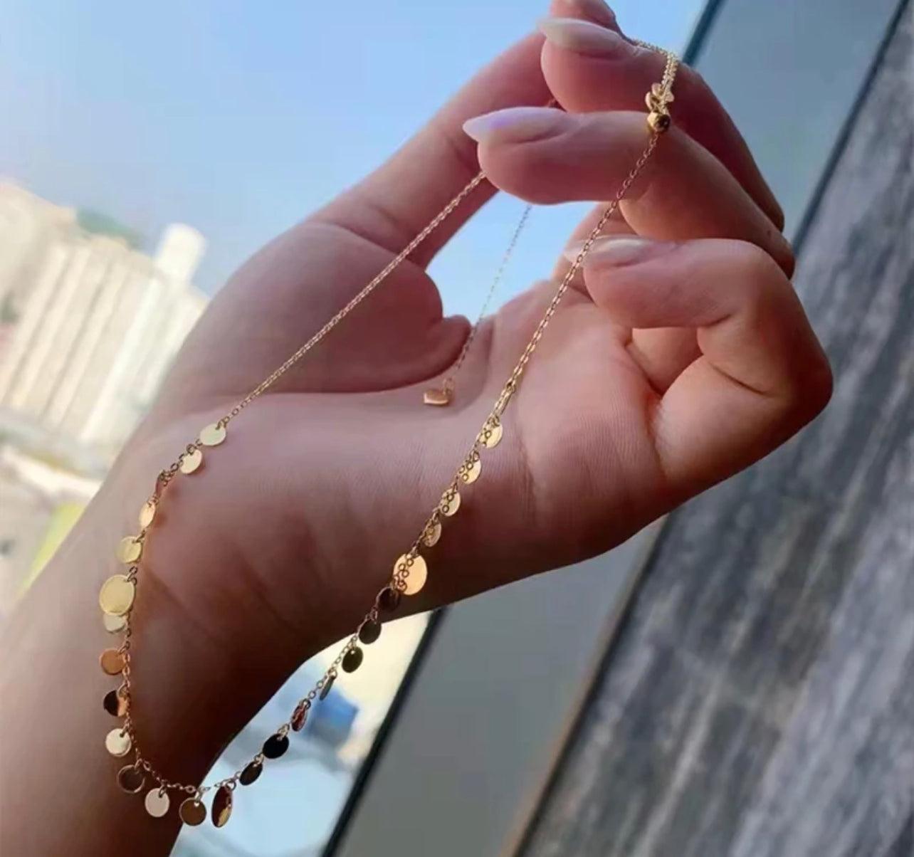 18k Gold Disc Necklace