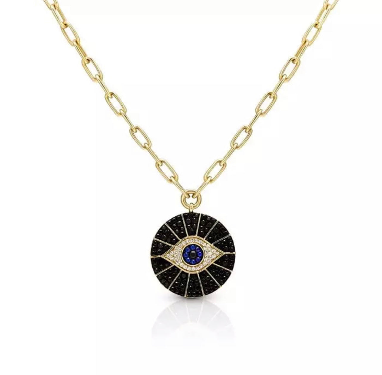 Ebony Evil Eye Disc Necklace