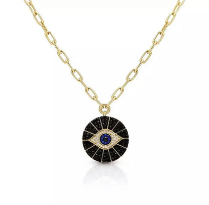 Ebony Evil Eye Disc Necklace
