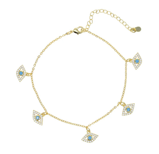 Gold Salisiah Evil Eye Anklet