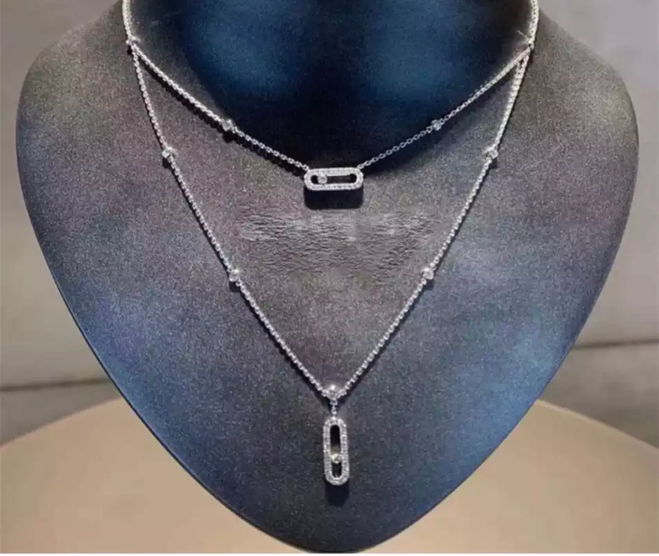 Silver Double Layer Movestone Necklace