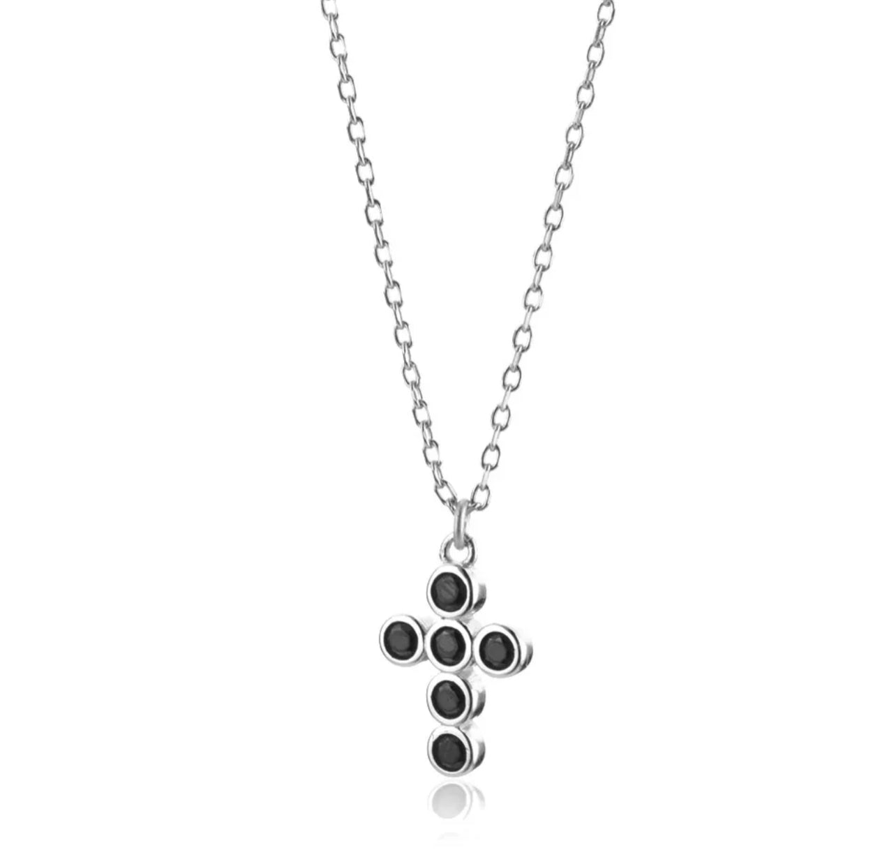 Sicily Black & Silver Cross Necklace