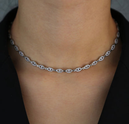 Silver Pave Glam Evil Eye Necklace