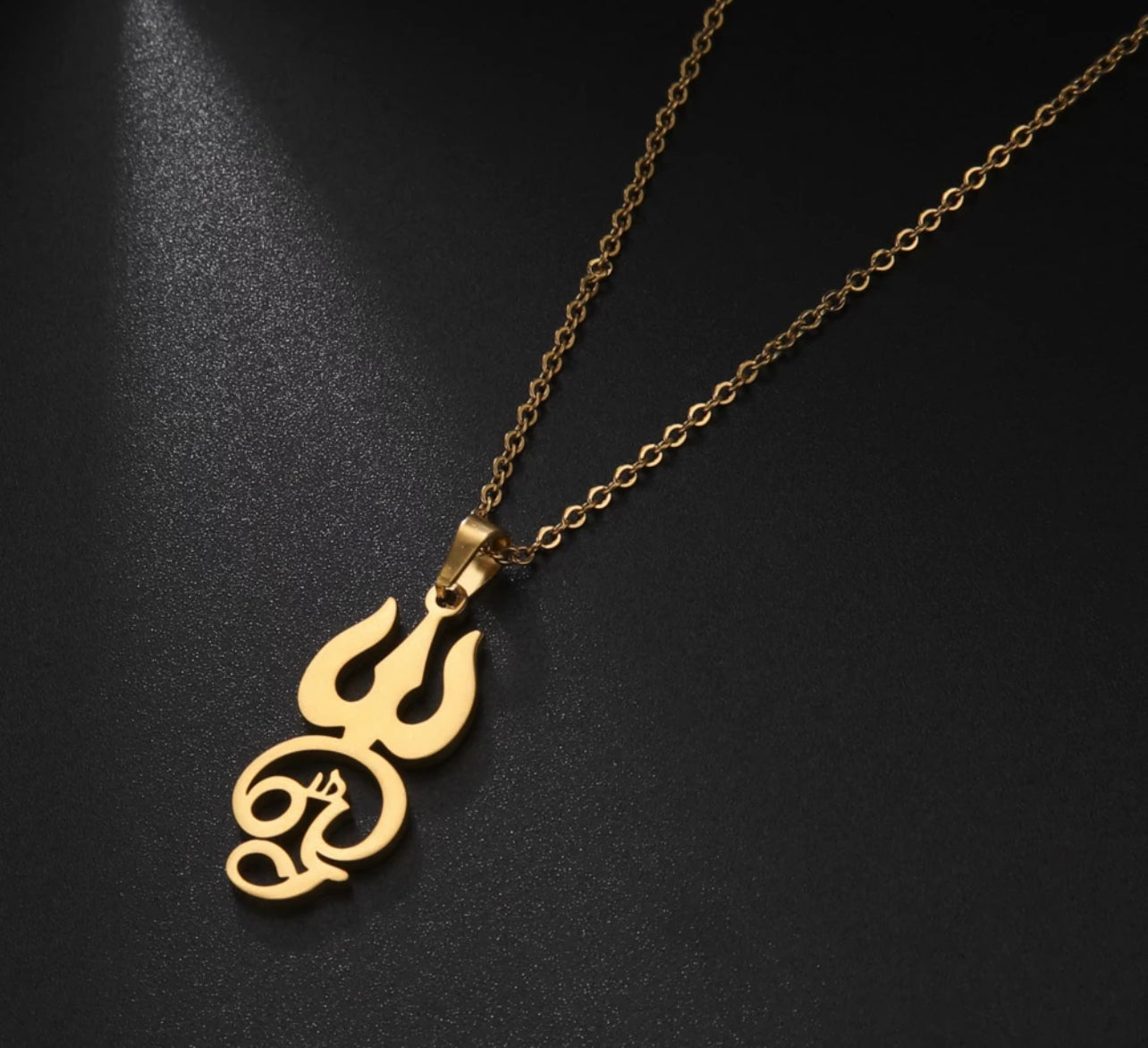 Gold Trident Aum Necklace