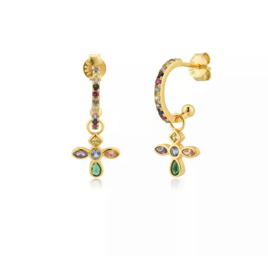 Gold Rainbow Deluxe Clear Earring