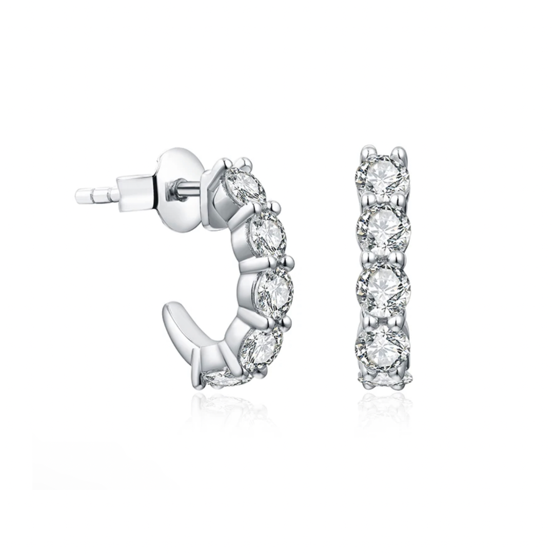 Moissanite Oval Hoop Earring (3mm TCW, Gold, Silver)
