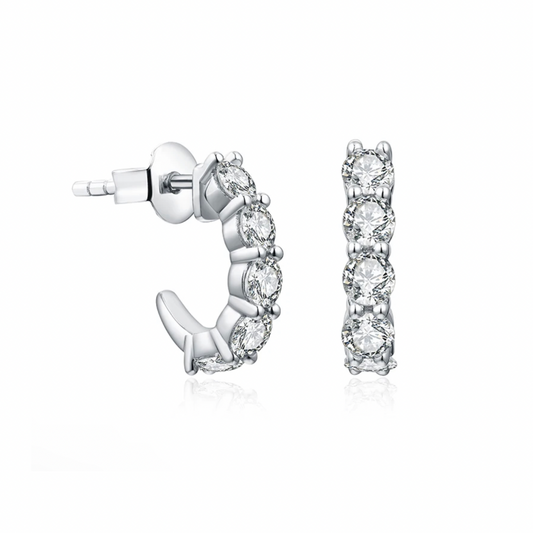Moissanite Oval Hoop Earring (3mm TCW, Gold, Silver)