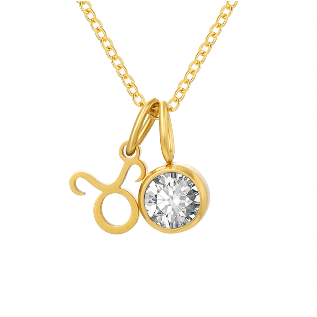 Gold Birthstone Zodiac Necklace