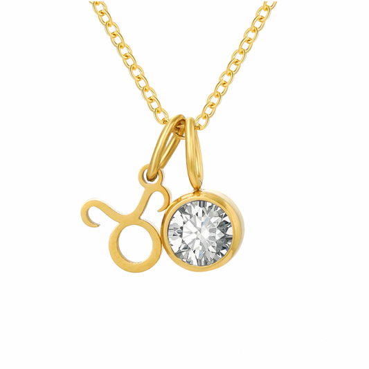 Gold Birthstone Zodiac Necklace
