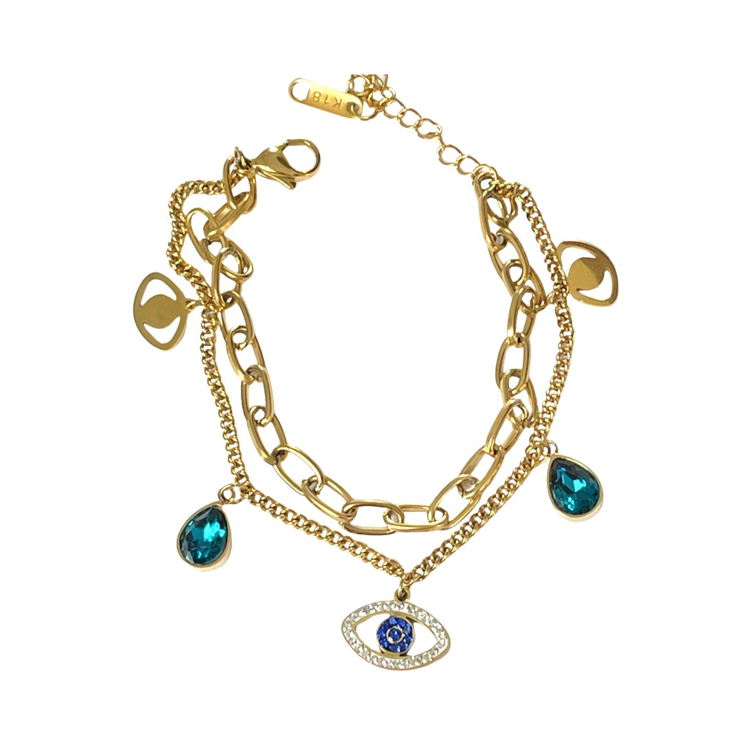 Gold Evil Eye Charm Bracelet