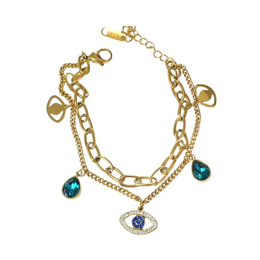 Gold Evil Eye Charm Bracelet