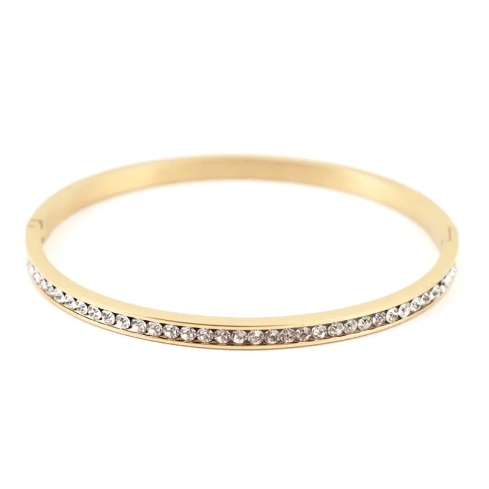 Gold Channel Set Tennis Bangle