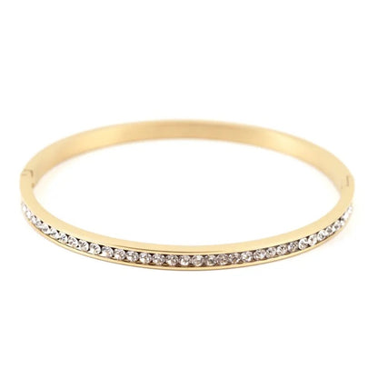 Gold Channel Set Tennis Bangle