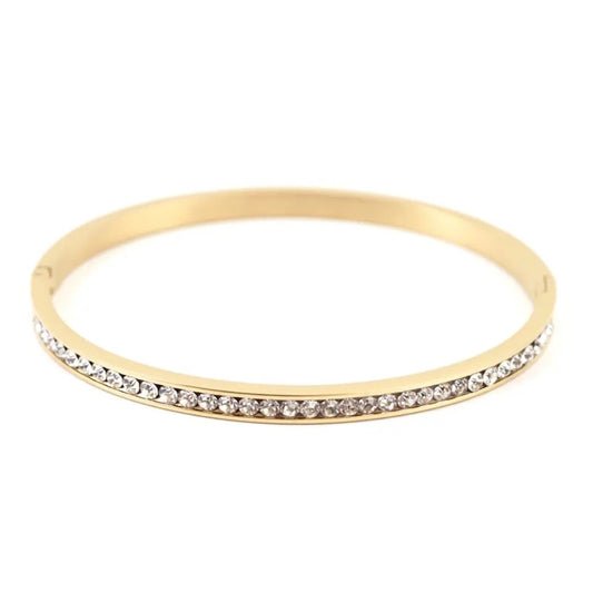 Gold Channel Set Tennis Bangle