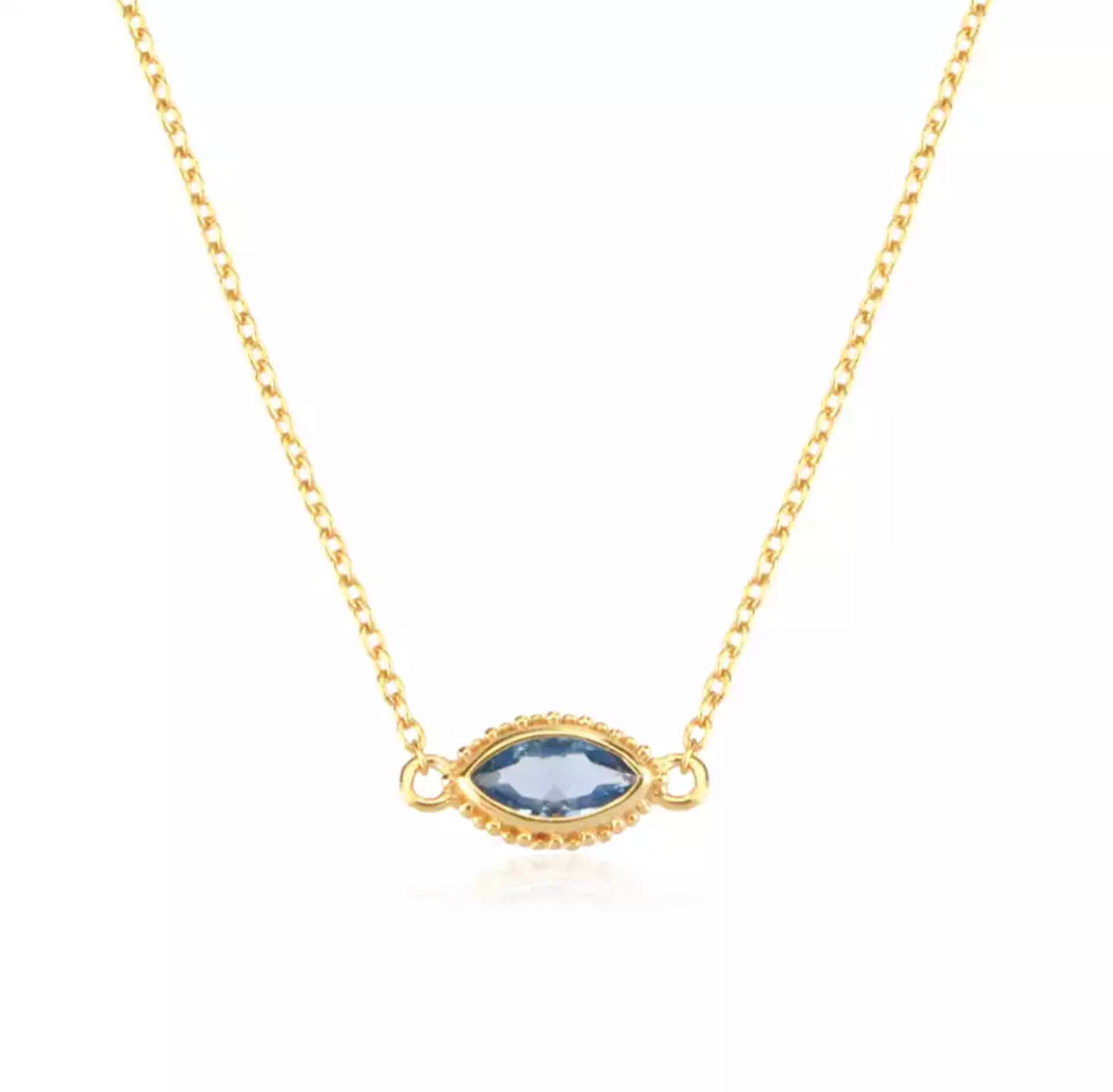 Beaded Floating Marquise Solitaire Necklace