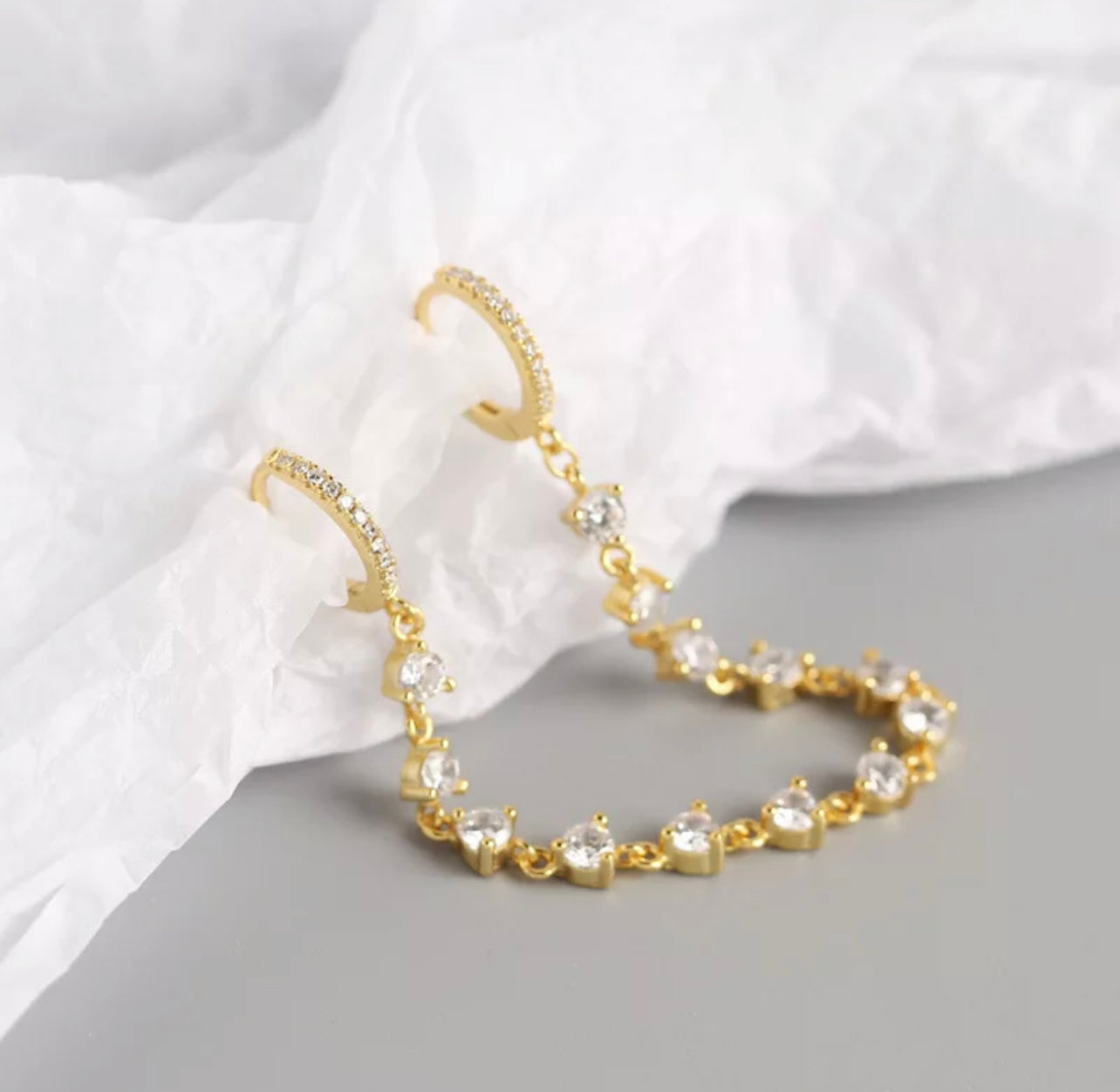 Gold Double Tennis Buckle Earring