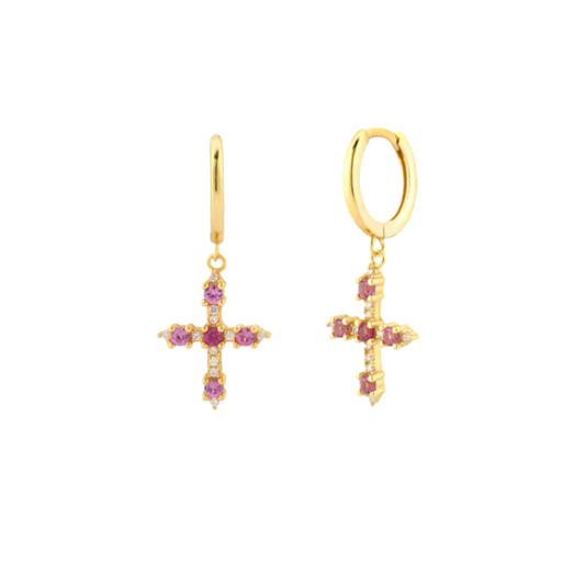 Fuschia Cross Earring
