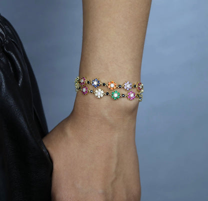 Alexis Floral Bracelet (Mix Metal, 18k Gold Electroplating)