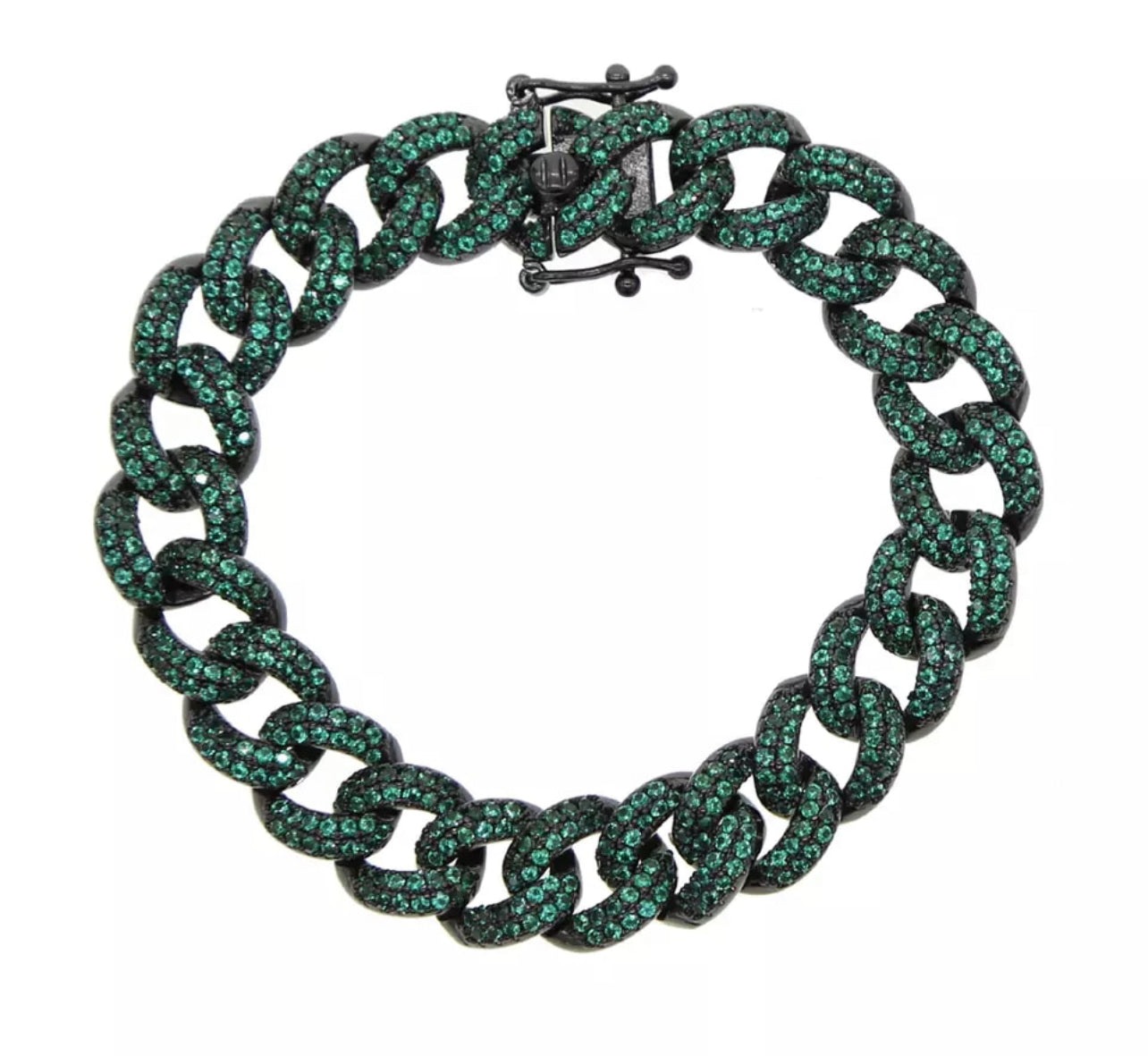 Emerald Green Cuban Tennis Bracelet
