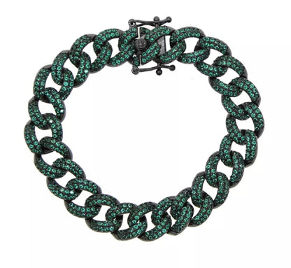 Emerald Green Cuban Tennis Bracelet